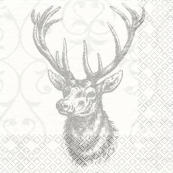 RAYHER---20-PEZZI---CONFEZIONE-DA-20-TOVAGLIOLI-PER-DECOUPAGE-33X33CM---COLORE-BIANCO-CON-CERVO