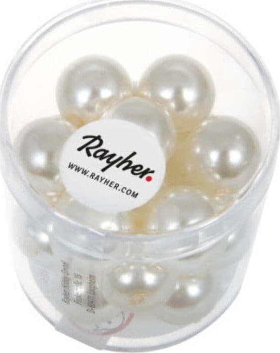 RAYHER---21-PERLE-DI-VETRO-CERATE-RINASCIMENTO-12MM---COLORE-BIANCO