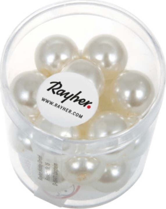 RAYHER---21-PERLE-DI-VETRO-CERATE-RINASCIMENTO-12MM---COLORE-BIANCO