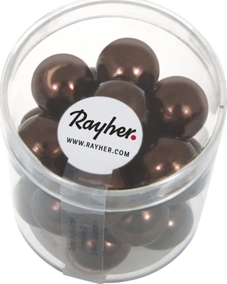 RAYHER---21-PEZZI---PERLE-CERATE-IN-VETRO-RINASCIMENTO-12MM---COLORE-MARRONE