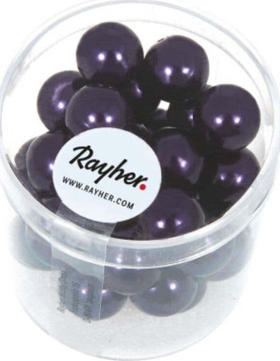 RAYHER---21-PEZZI---PERLE-CERATE-IN-VETRO-RINASCIMENTO-12MM---COLORE-PRUGNA