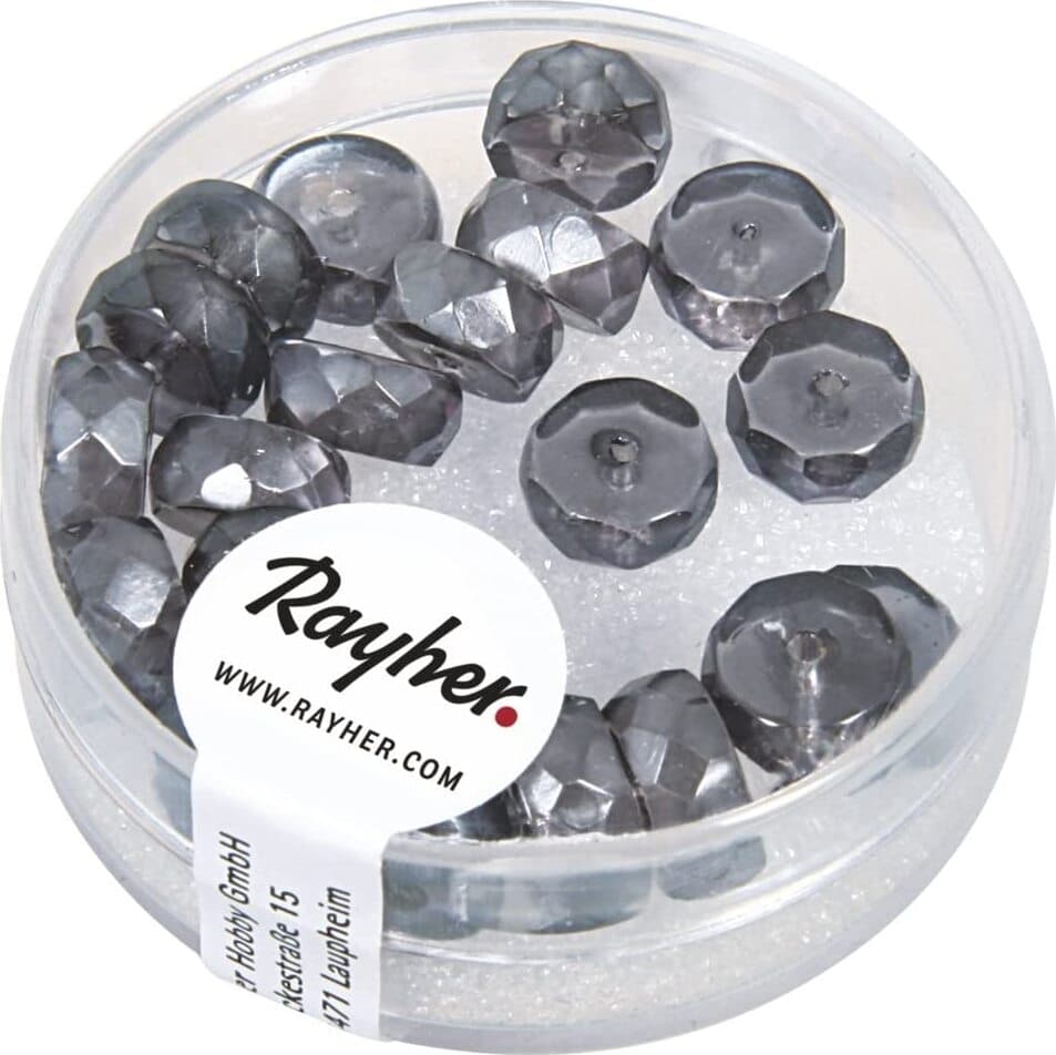RAYHER---22-PEZZI---PERLE-IN-VETRO-A-RONDELLA-4X8MM---COLORE-ATRACITE