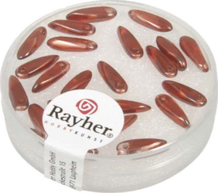 RAYHER---22-PEZZI---PERLE-IN-VETRO-CHICCO-DI-RISO-3X11MM---COLORE-ROSSO/BORDEAUX