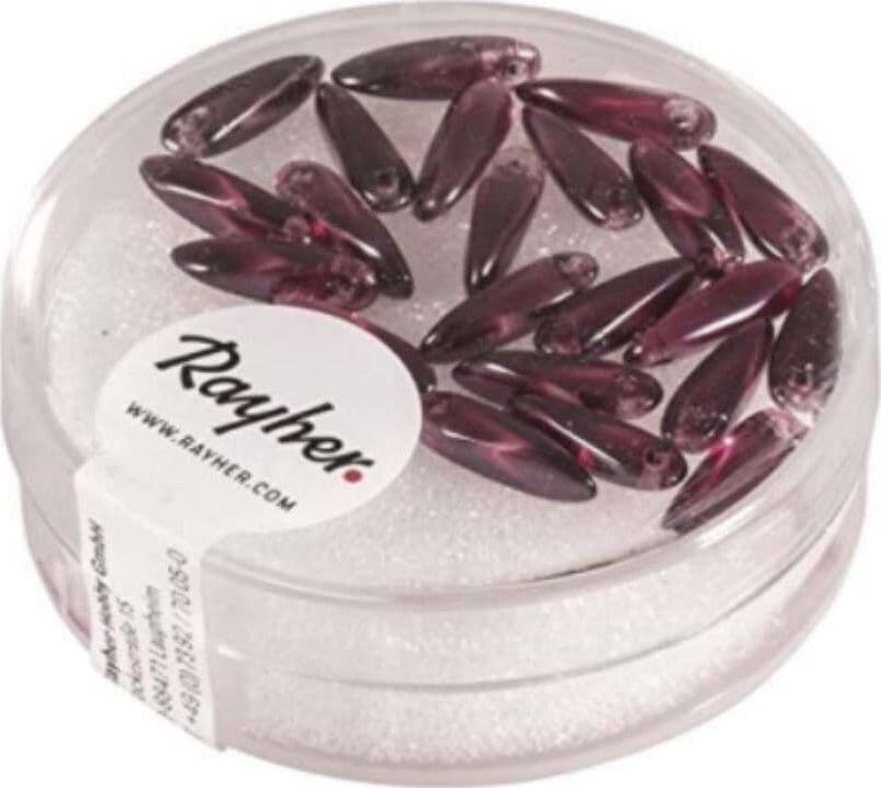 RAYHER---22-PEZZI---PERLE-IN-VETRO-CHICCO-DI-RISO-3X11MM---COLORE-VIOLA