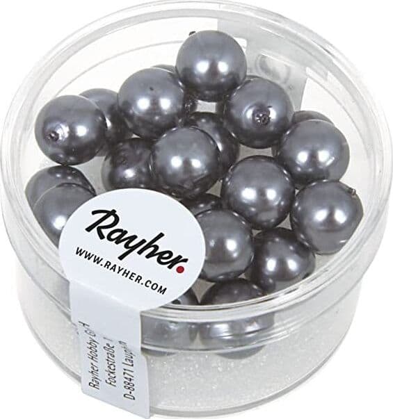 RAYHER---25-PEZZI---PERLE-CERATE-IN-VETRO-RINASCIMENTO-8MM---COLORE-ANTRACITE