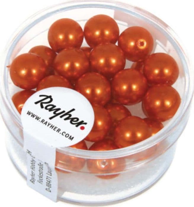 RAYHER---25-PEZZI---PERLE-CERATE-IN-VETRO-RINASCIMENTO-8MM---COLORE-ARANCIONE