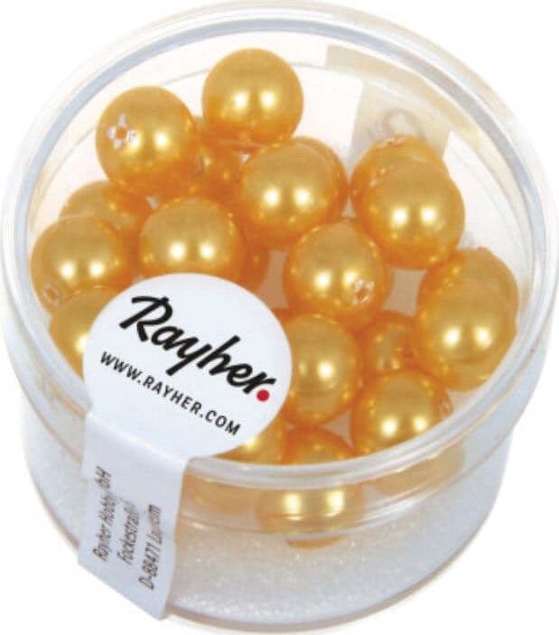 RAYHER---25-PEZZI---PERLE-CERATE-IN-VETRO-RINASCIMENTO-8MM---COLORE-GIALLO-SOLE