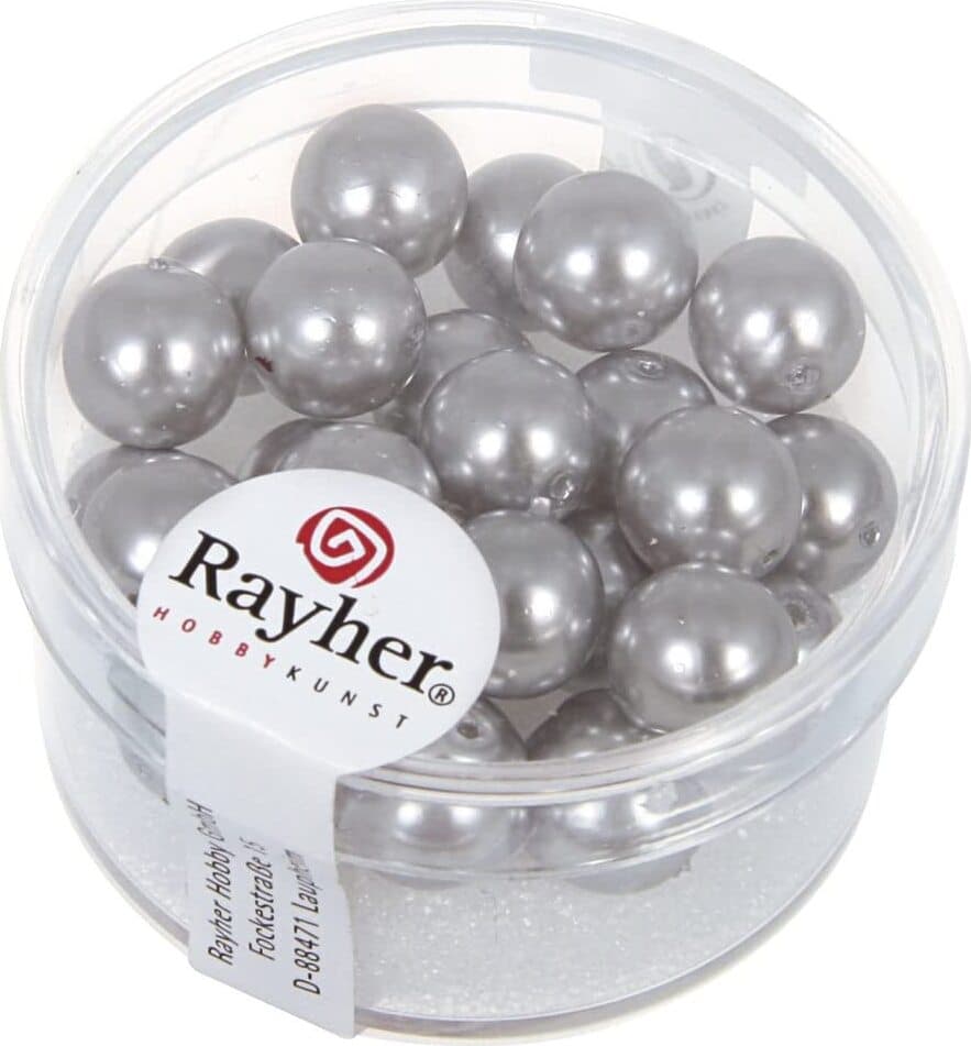 RAYHER---25-PEZZI---PERLE-CERATE-IN-VETRO-RINASCIMENTO-8MM---COLORE-GRIGIO-ARGENTATO