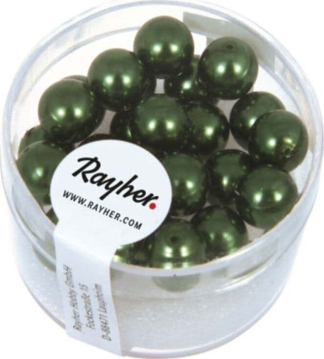 RAYHER---25-PEZZI---PERLE-CERATE-IN-VETRO-RINASCIMENTO-8MM---COLORE-VERDE-SMERALDO