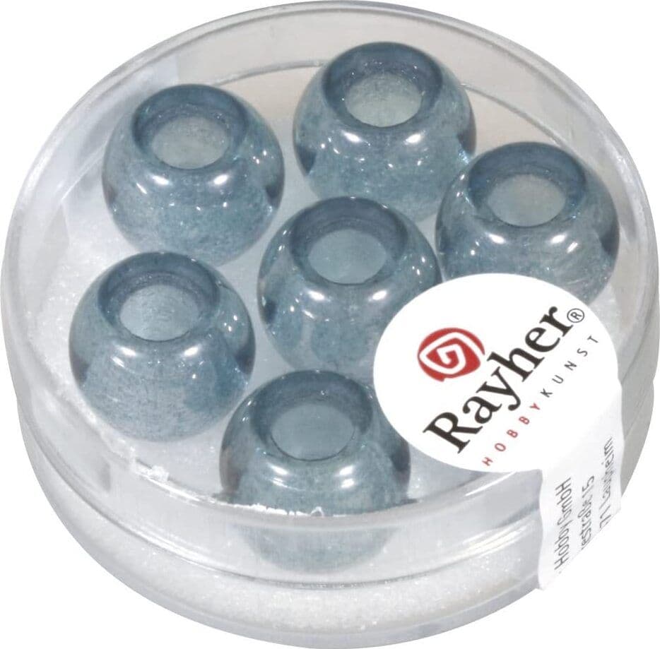RAYHER---3-PEZZI---PERLINE-IN-VETRO-CON-FORO-GRANDE-Ø12MM-L.5-MM---COLORE-BLU-JEANS