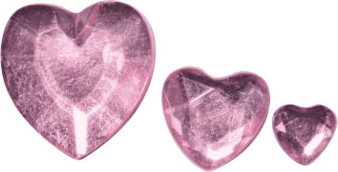 RAYHER - 310 PEZZI - CUORI STRASS-ACRILICO 6,10,14MM - COLORE ROSA
