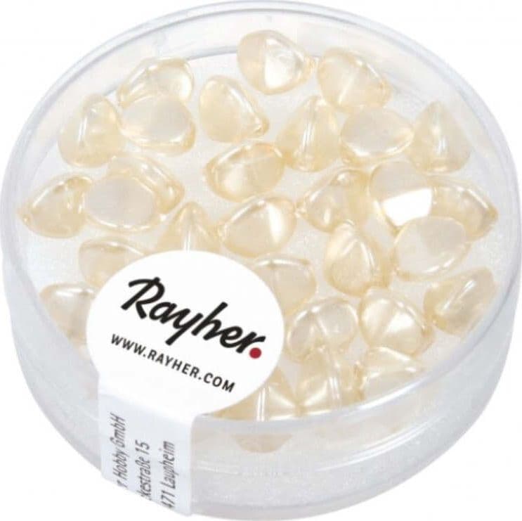 RAYHER---32-PEZZI---PERLE-IN-VETRO-TRIANGOLARE-7MM---COLORE-AVORIO