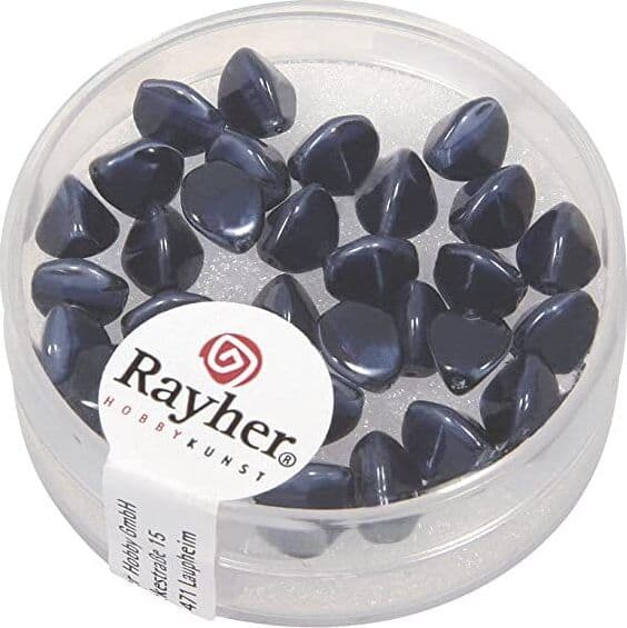 RAYHER---32-PEZZI---PERLE-IN-VETRO-TRIANGOLARE-7MM---COLORE-BLU-NOTTE