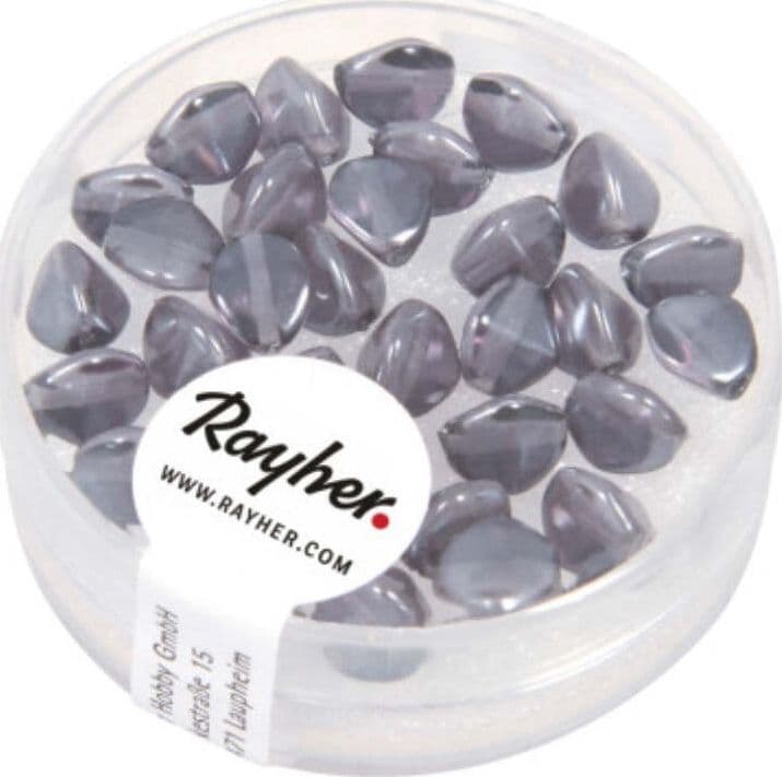RAYHER---32-PEZZI---PERLE-IN-VETRO-TRIANGOLARE-7MM---COLORE-GRIGIO-ANTRACITE