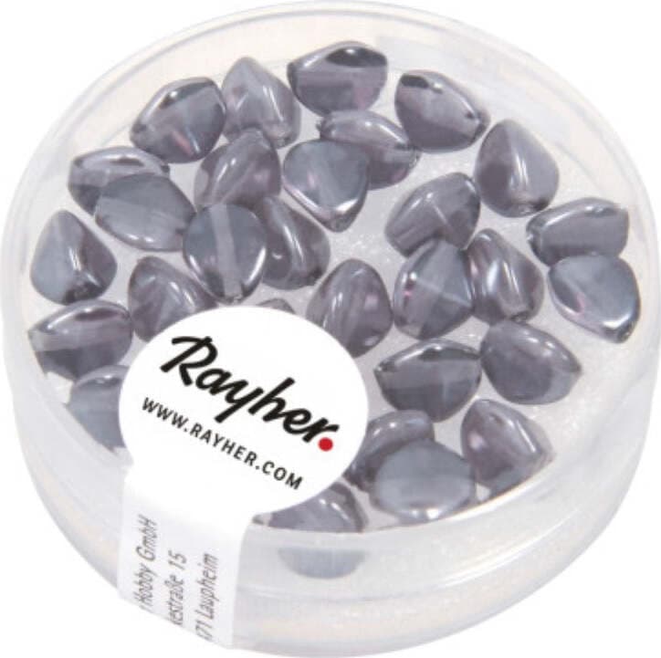 RAYHER---32-PEZZI---PERLE-IN-VETRO-TRIANGOLARE-7MM---COLORE-GRIGIO-ANTRACITE
