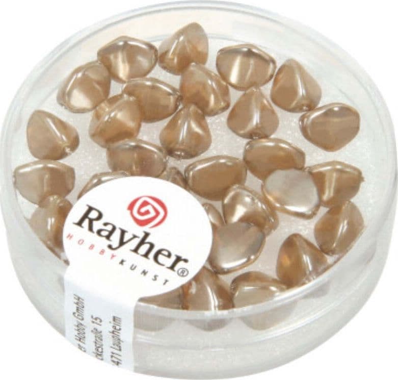 RAYHER---32-PEZZI---PERLE-IN-VETRO-TRIANGOLARE-7MM---COLORE-MARRONE-TALPA