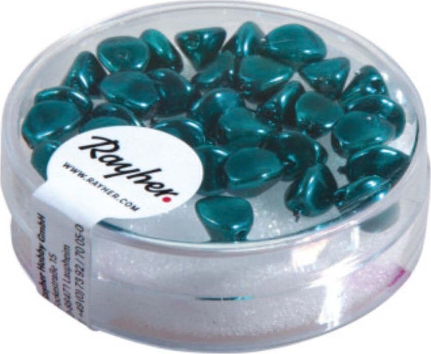 RAYHER---32-PEZZI---PERLE-IN-VETRO-TRIANGOLARE-7MM---COLORE-TURCHESE-INDIANO