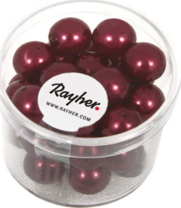 RAYHER---35-PEZZI---PERLE-CERATE-IN-VETRO-RINASCIMENTO-10MM---COLORE-BORDEAUX