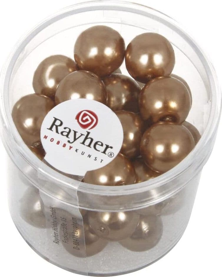 RAYHER---35-PEZZI---PERLE-CERATE-IN-VETRO-RINASCIMENTO-10MM---COLORE-BRONZO