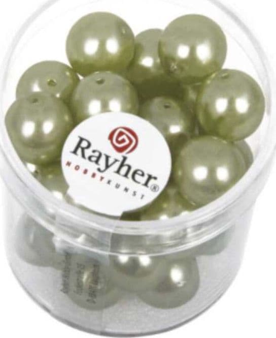 RAYHER---35-PEZZI---PERLE-CERATE-IN-VETRO-RINASCIMENTO-10MM---COLORE-GIADA