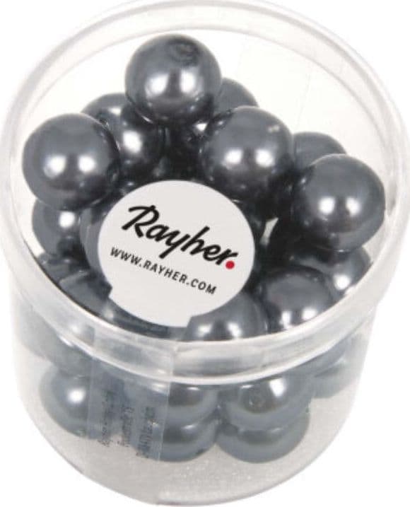 RAYHER---35-PEZZI---PERLE-CERATE-IN-VETRO-RINASCIMENTO-10MM---COLORE-GRIGIO-ANTRACITE
