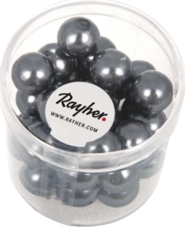 RAYHER---35-PEZZI---PERLE-CERATE-IN-VETRO-RINASCIMENTO-10MM---COLORE-GRIGIO-ANTRACITE