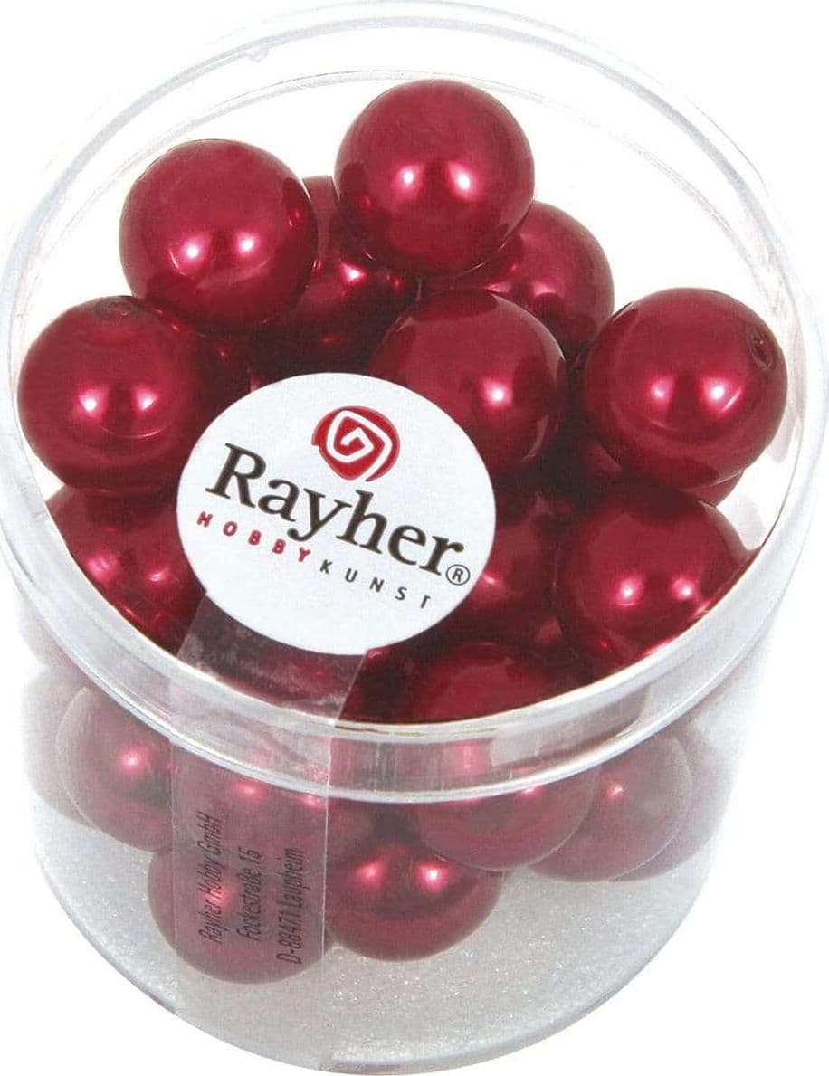 RAYHER---35-PEZZI---PERLE-CERATE-IN-VETRO-RINASCIMENTO-10MM---COLORE-ROSSO-CLASSICO