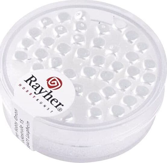 RAYHER---40-PEZZI---PERLE-IN-VETRO-A-DADO-4,5X5MM---COLORE-BIANCO