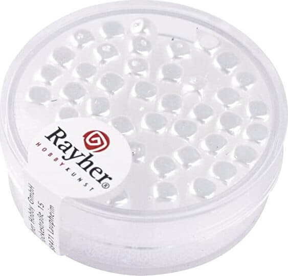 RAYHER---40-PEZZI---PERLE-IN-VETRO-A-DADO-4,5X5MM---COLORE-BIANCO
