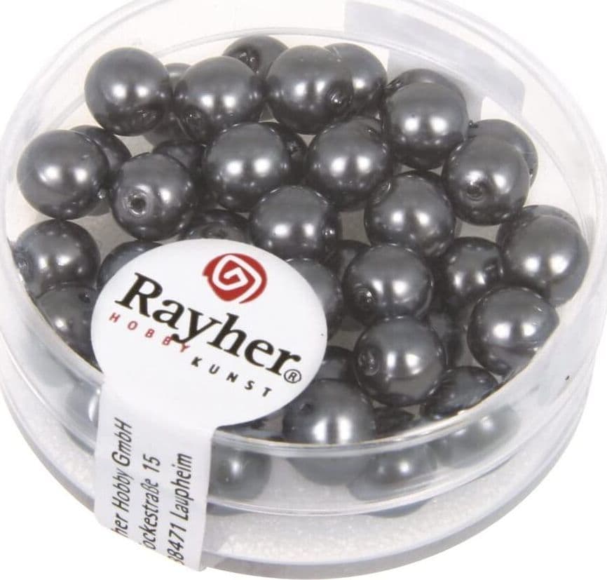RAYHER---45-PEZZI---PERLE-CERATE-IN-VETRO-RINASCIMENTO-6MM---COLORE-ANTRACITE