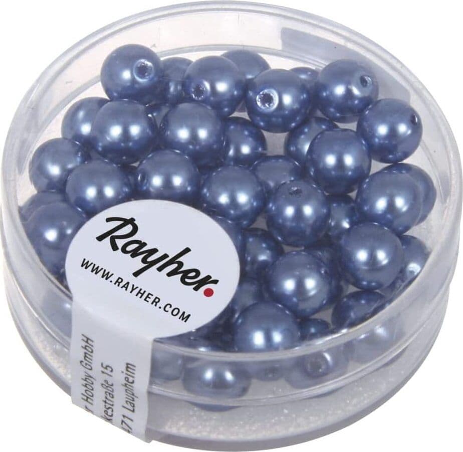 RAYHER---45-PEZZI---PERLE-CERATE-IN-VETRO-RINASCIMENTO-6MM---COLORE-BLU-AZZURRO