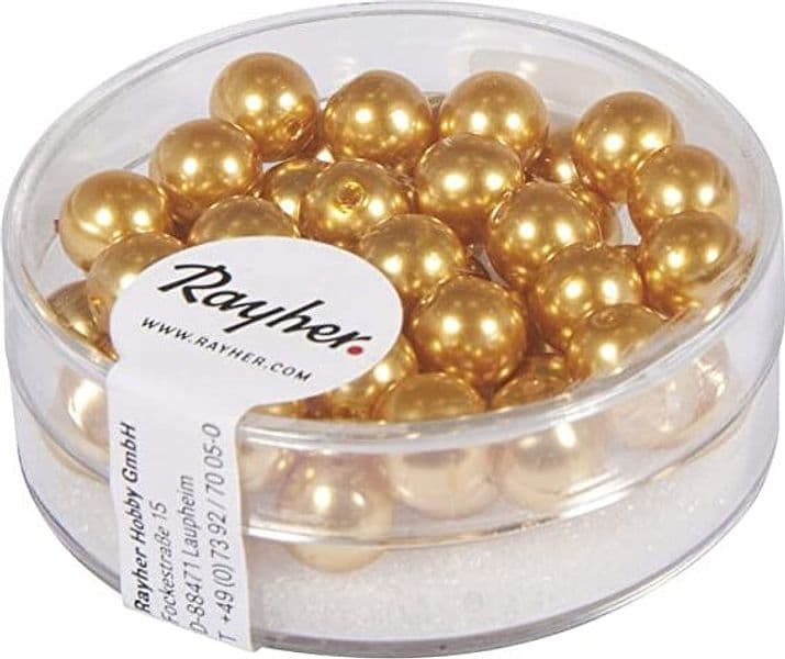 RAYHER---45-PEZZI---PERLE-CERATE-IN-VETRO-RINASCIMENTO-6MM---COLORE-GIALLO-SOLE