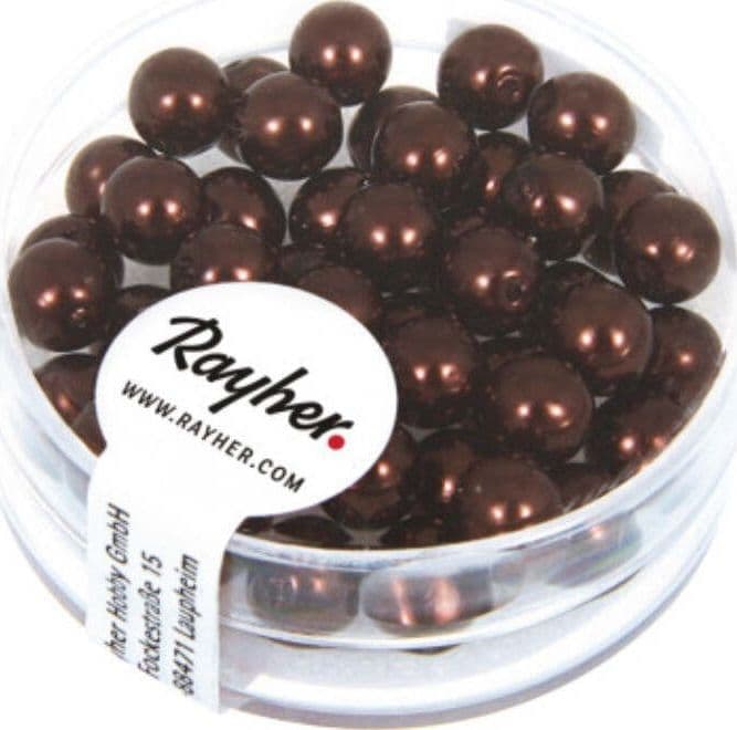 RAYHER---45-PEZZI---PERLE-CERATE-IN-VETRO-RINASCIMENTO-6MM---COLORE-MARRONE-SCURO