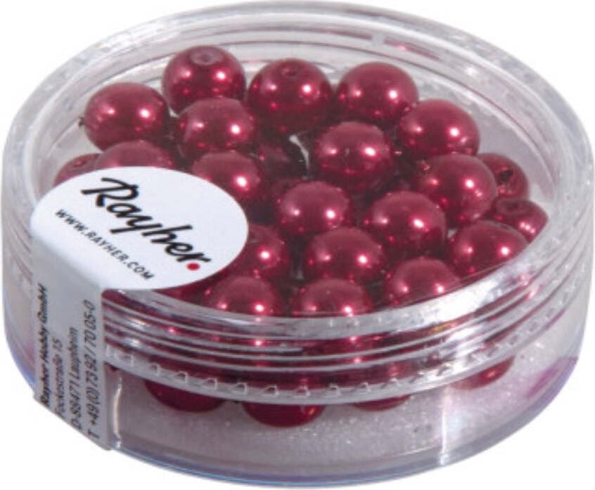 RAYHER---45-PEZZI---PERLE-CERATE-IN-VETRO-RINASCIMENTO-6MM---COLORE-ROSSO-CLASSICO