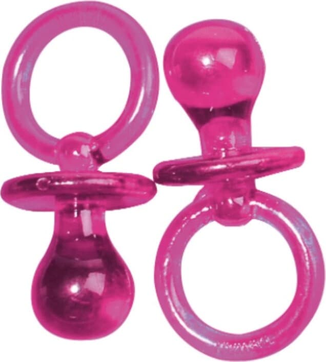 RAYHER---5-PEZZI---CIONDOLI-FORMA-CIUCCIO-IN-PLASTICA-TRASPARENTE-5CM---COLORE-ROSA