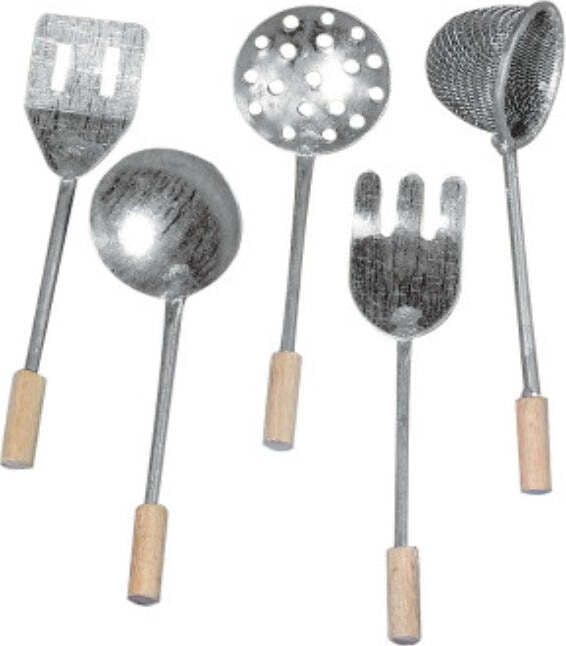 RAYHER---5-PEZZI-DIFFERENTI---MINIATURE-UTENSILI-DA-CUCINA-METALLO-LEGNO-8CM