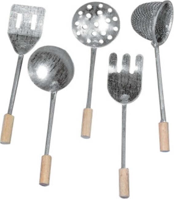 RAYHER---5-PEZZI-DIFFERENTI---MINIATURE-UTENSILI-DA-CUCINA-METALLO-LEGNO-8CM