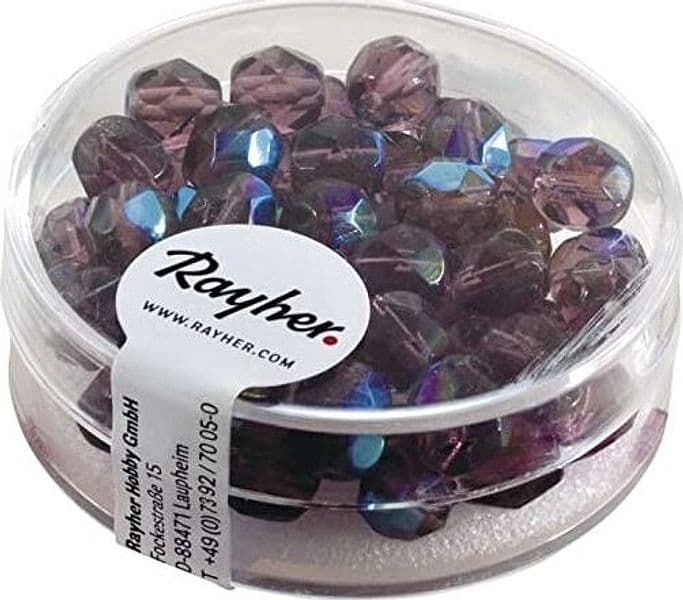 RAYHER---50-PEZZI---PERLA-IN-VETRO-SFACCETTATA-6MM---COLORE-AMETISTA-IRIDESCENTE