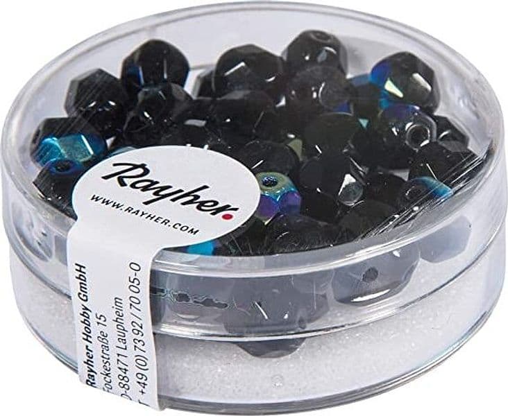 RAYHER---50-PEZZI---PERLA-IN-VETRO-SFACCETTATA-6MM---COLORE-BLU-IRIDESCENTE