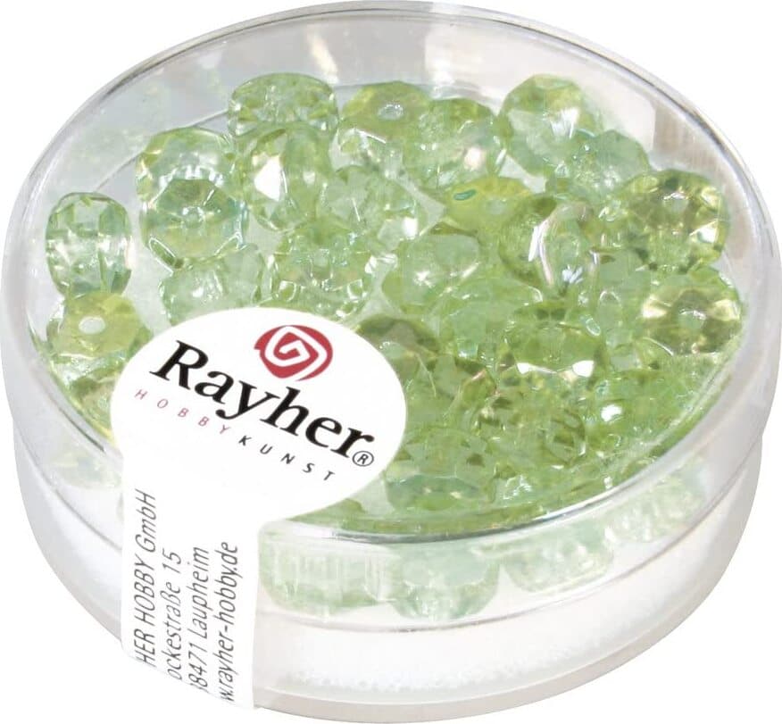 RAYHER---50-PEZZI---PERLA-IN-VETRO-SFACCETTATA-6MM---COLORE-VERDE-CHIARO