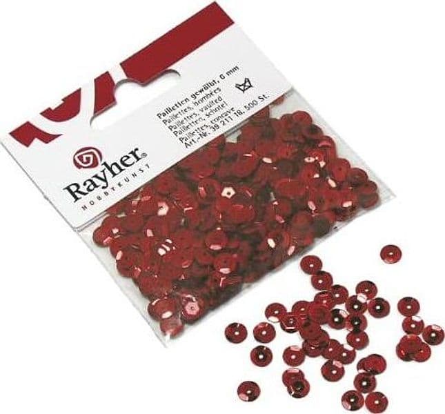 RAYHER---500-PEZZI---PAILLETTES-CONCAVE-Ø6MM---COLORE-ROSSO