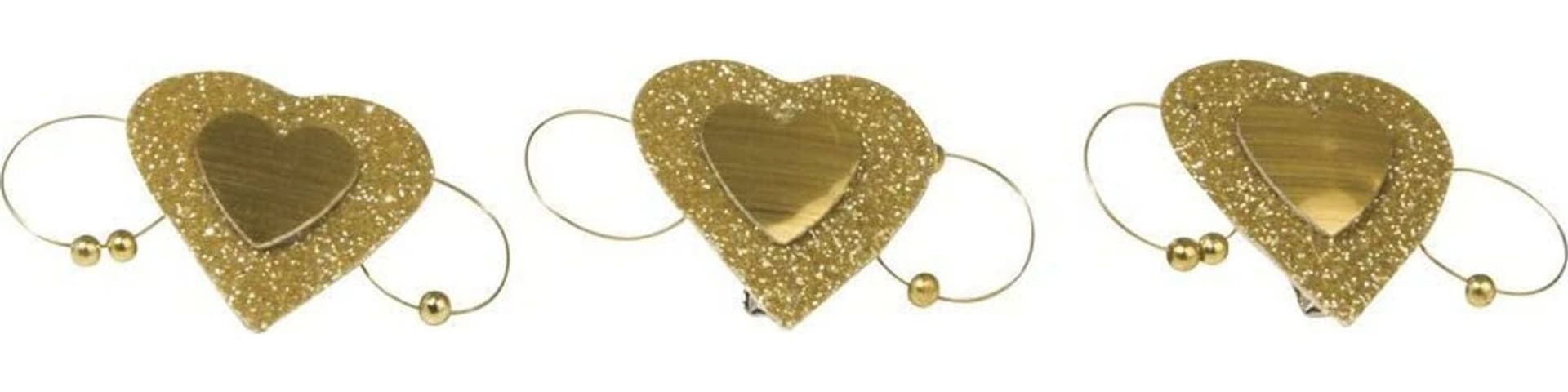 RAYHER - 6 PEZZI - CUORE GLITTERALO COLORE ORO SU MOLLETTA IN METALLO