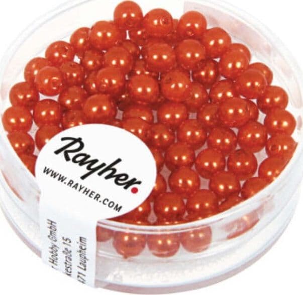 RAYHER---85-PEZZI---PERLE-CERATE-IN-VETRO-RINASCIMENTO-4MM---COLORE-ARANCIONE