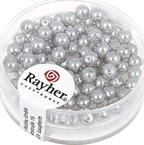 RAYHER---85-PEZZI---PERLE-CERATE-IN-VETRO-RINASCIMENTO-4MM---COLORE-ARGENTO