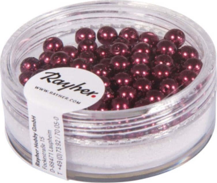 RAYHER---85-PEZZI---PERLE-CERATE-IN-VETRO-RINASCIMENTO-4MM---COLORE-BORDEAUX