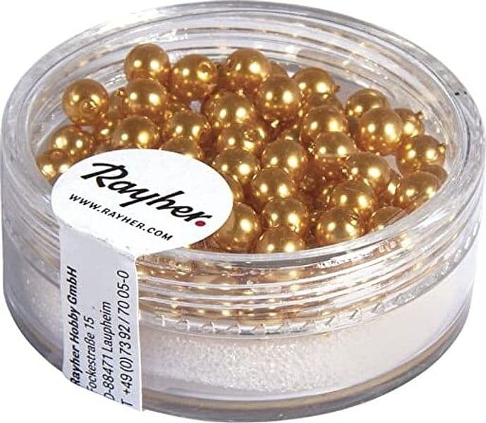 RAYHER---85-PEZZI---PERLE-CERATE-IN-VETRO-RINASCIMENTO-4MM---COLORE-GIALLO-SOLE