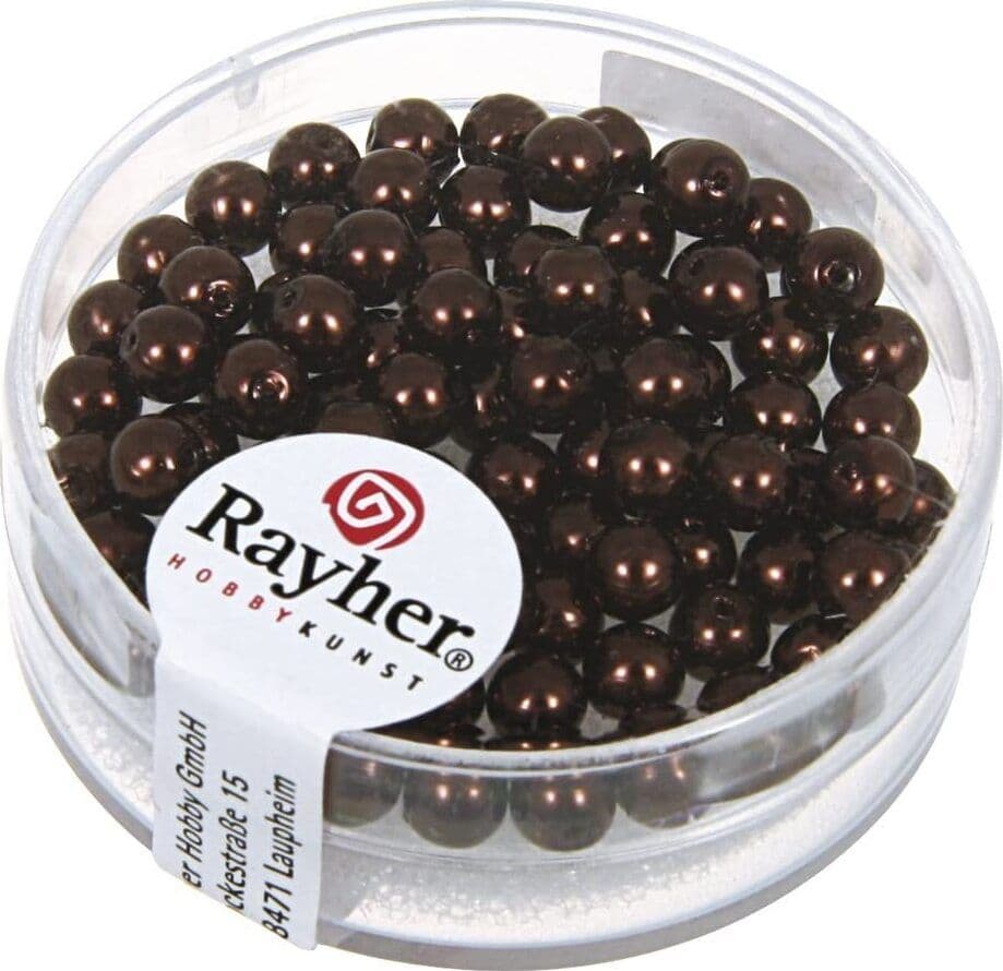 RAYHER---85-PEZZI---PERLE-CERATE-IN-VETRO-RINASCIMENTO-4MM---COLORE-MARRONE-NOCCIOLA-*