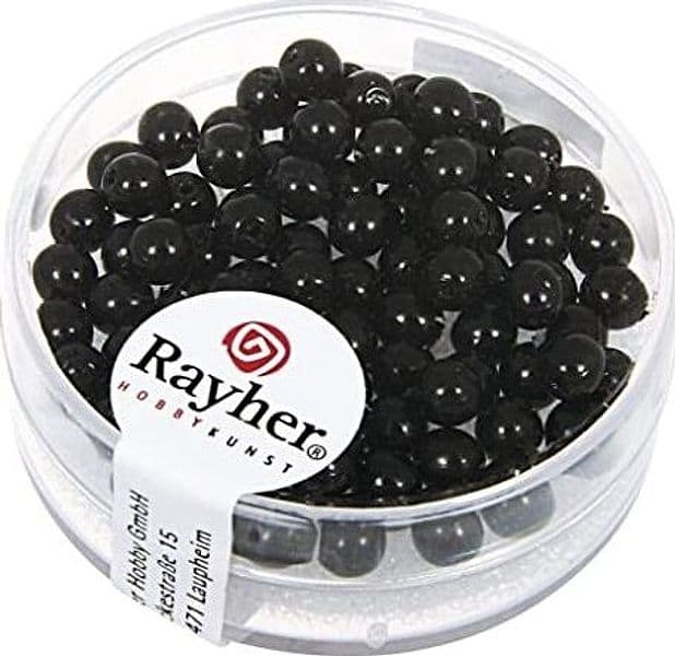 RAYHER---85-PEZZI---PERLE-CERATE-IN-VETRO-RINASCIMENTO-4MM---COLORE-NERO