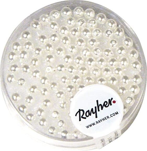 RAYHER---95-PEZZI---PERLE-CERATE-IN-VETRO-RINASCIMENTO-3MM---COLORE-BIANCO