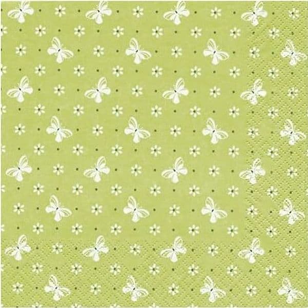 RAYHER---CONFEZIONE-DI-TOVAGLIOLI-PER-DECOUPAGE-DA-20PZ-33X33CM---FANTASIA-FARFALLE-VERDI